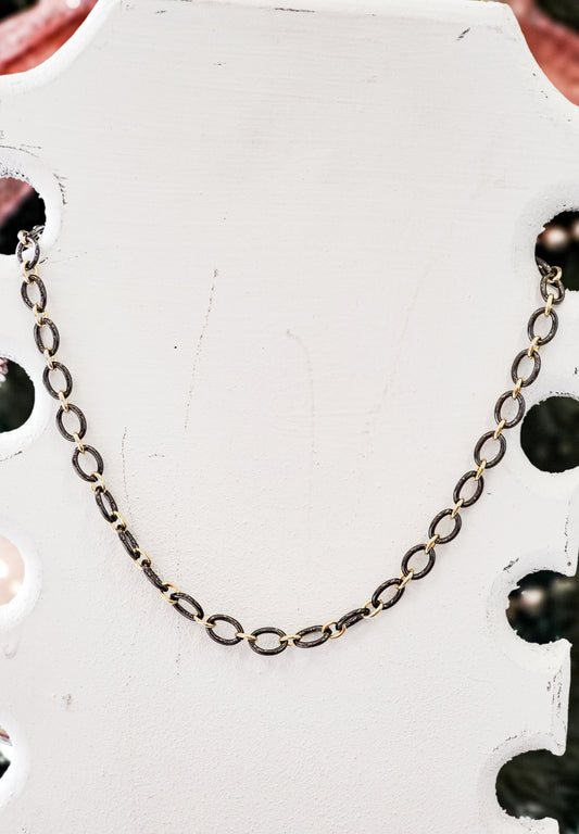 Gray and Gold Chain Necklace - Southern Grace Creations