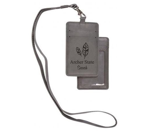 Grey Faux Leather ID Lanyard - Southern Grace Creations