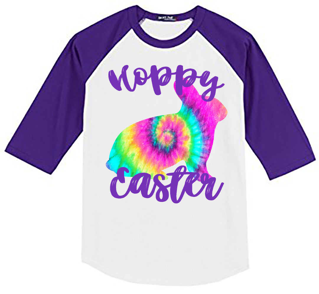 HOPPY EASTER WITH TIE DYE BUNNY SHIRT - Southern Grace Creations