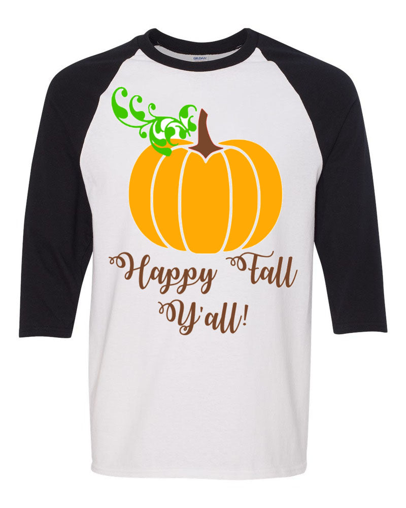 Happy Fall Y'all Raglan - Southern Grace Creations
