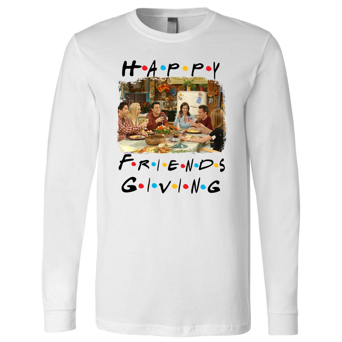 Happy FriendsGiving - White Tee - Southern Grace Creations