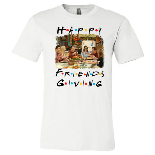 Happy FriendsGiving - White Tee - Southern Grace Creations