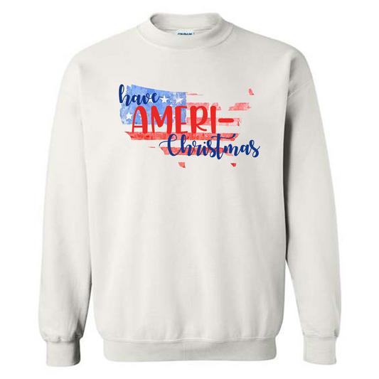 Have Ameri- Christmas - White Sweatshirt - Southern Grace Creations