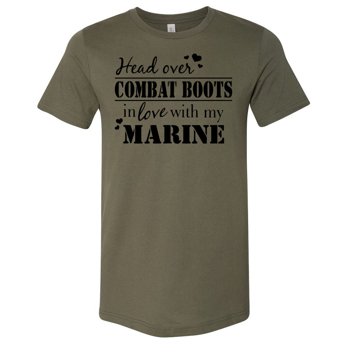 Head Over Combat Boots In Love With My Marine - Military Green Tee (Tee/Hoodie/Sweatshirt) - Southern Grace Creations