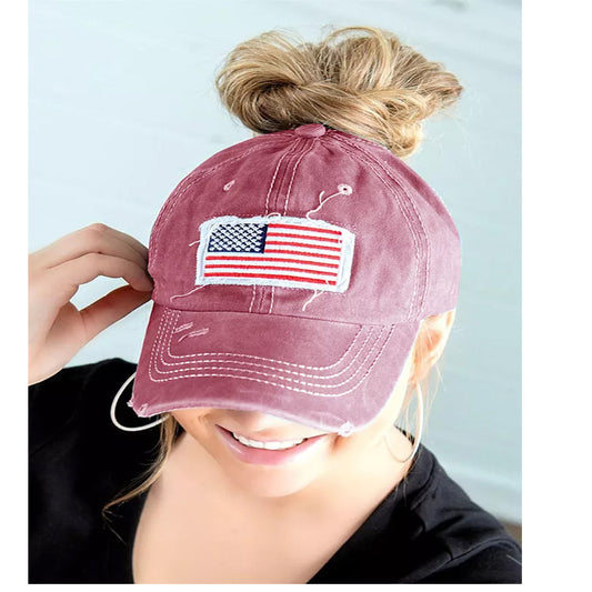 Hole Flag Embroidered Baseball Cap - Southern Grace Creations