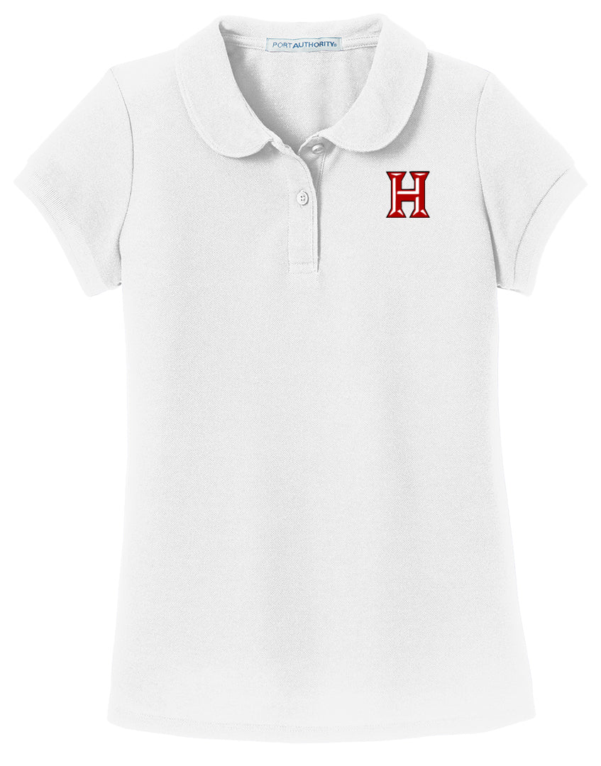 Howard - Girls Peter Pan Collar Polo - White (yg503) - Southern Grace Creations