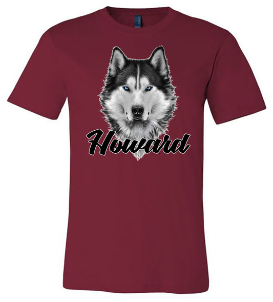 Howard - Husky Head with Cursive Howard - Cardinal (Tee/Hoodie/Sweatshirt) - Southern Grace Creations