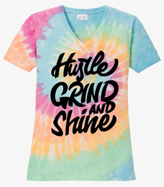 Hustle Grind and Shine Pastel Rainbow Tie Dye - Southern Grace Creations
