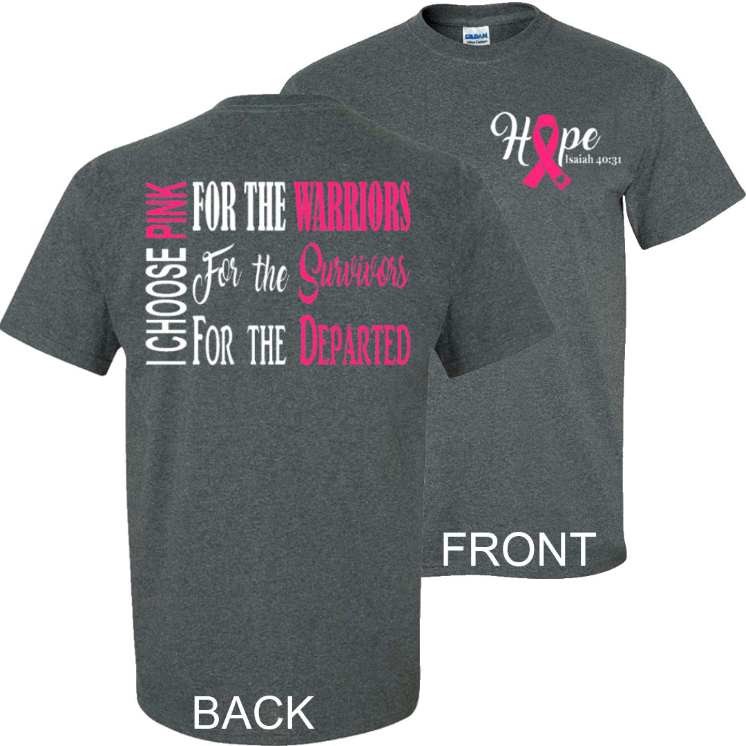 "I Choose Pink" - Breast Cancer Tee dark Heather Gray - Southern Grace Creations