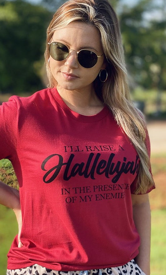 I'll Raise a Hallelujah Tee - Burgundy - Southern Grace Creations