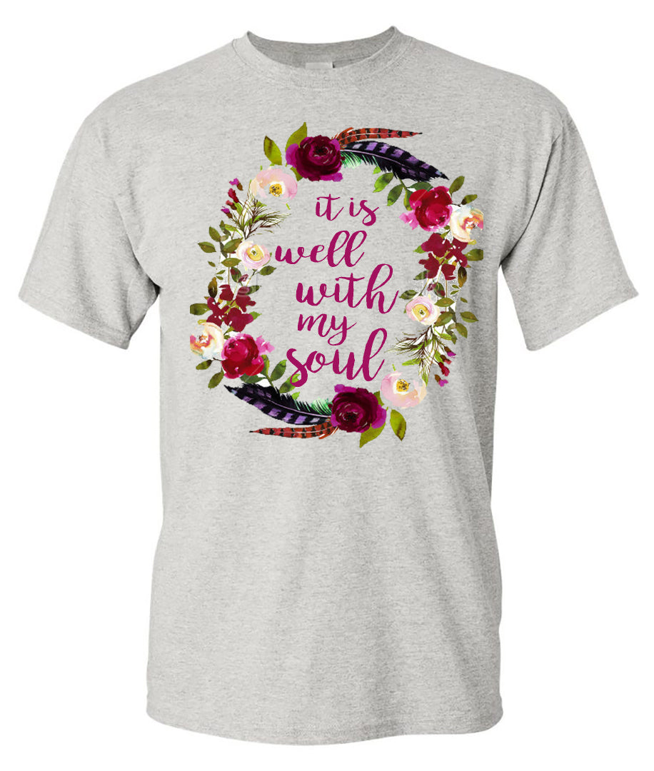 IT IS WELL WITH MY SOUL - ASH SHORT-SLEEVE TEE - Southern Grace Creations