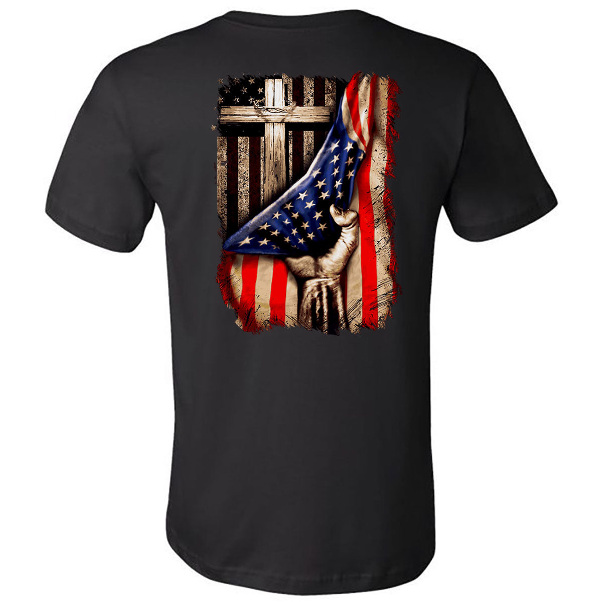 In God We Trust Cross Flag - Black Short Sleeve Tee - Southern Grace Creations