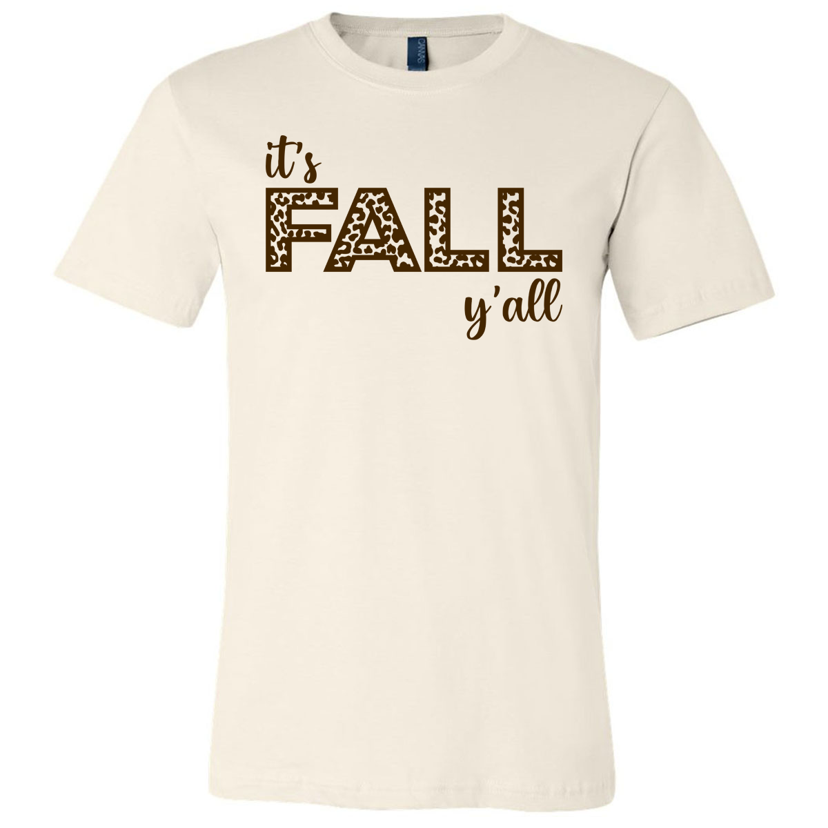 It's Fall Y'all Leopard Tee - Natural - Southern Grace Creations