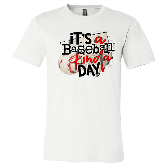It's a Baseball Kinda Day - White Tee (Tee/Hoodie/Sweatshirt) - Southern Grace Creations