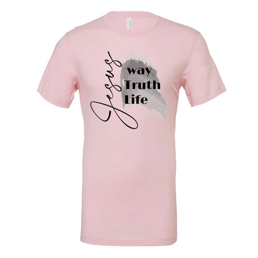 Jesus Way Truth Life - Soft Pink Short Sleeves Tee - Southern Grace Creations