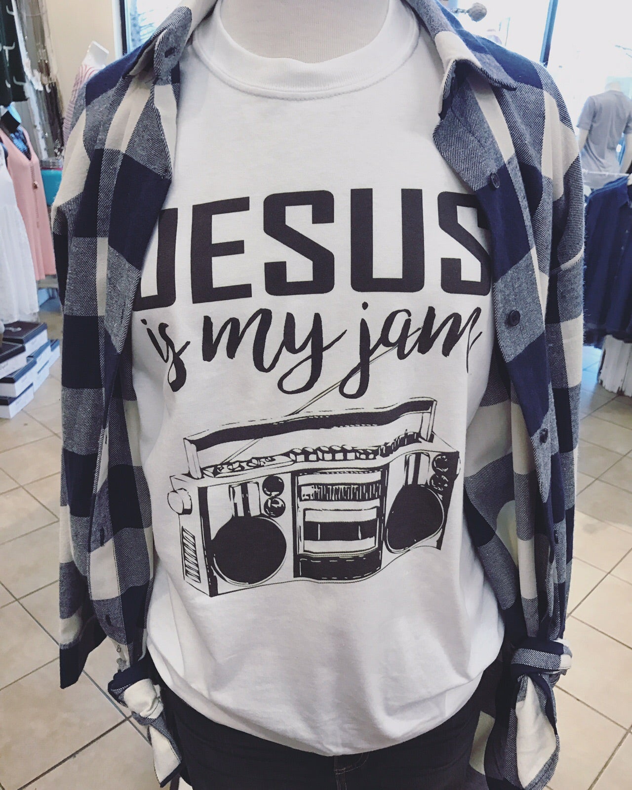 Jesus is my Jam - White Short Sleeve Tee - Southern Grace Creations