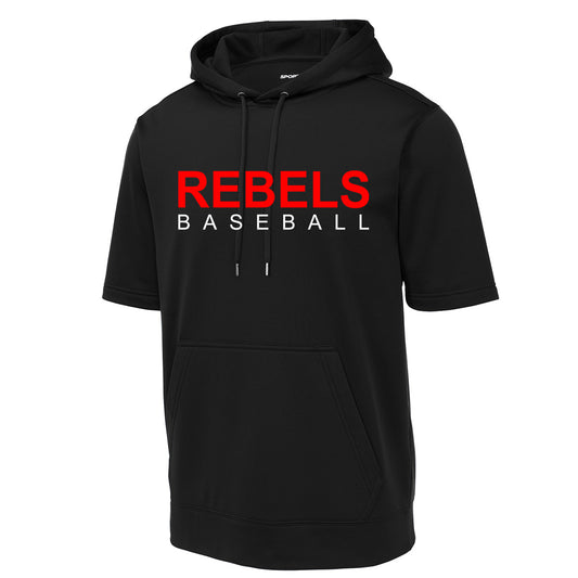 John Hancock - Rebels Baseball 3 -Fleece Short Sleeve Hooded Pullover - Black - Southern Grace Creations