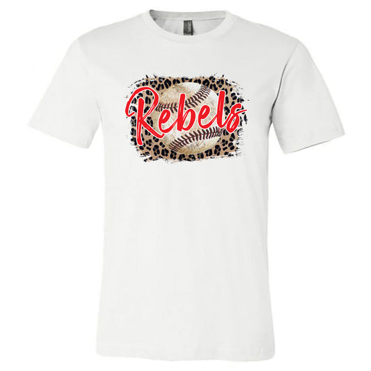 John Hancock - Rebels Baseball Leopard Background - White (Tee/Hoodie/Sweatshirt) - Southern Grace Creations
