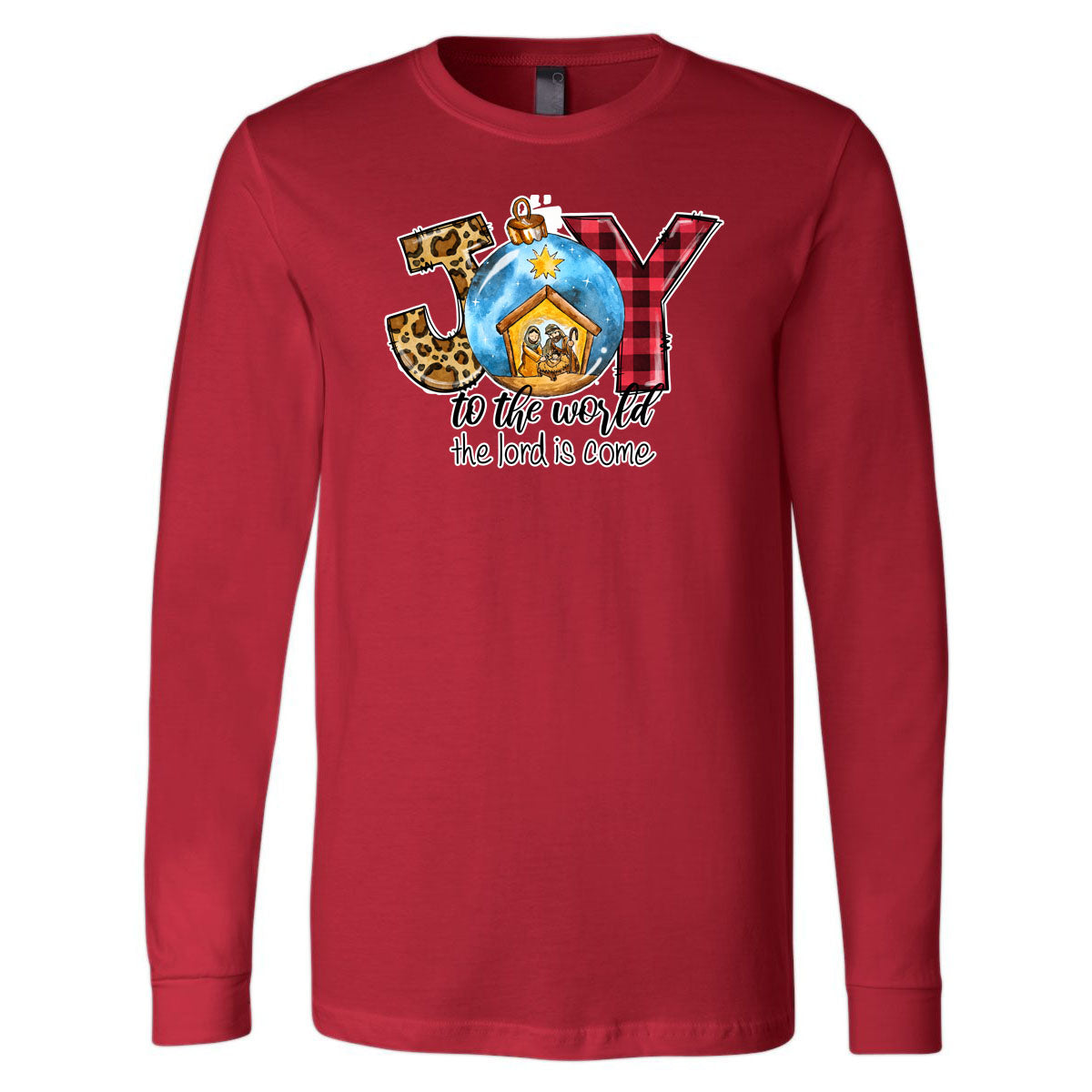 Joy To The World The Lord Is Come - Red Longsleeve Tee - Southern Grace Creations