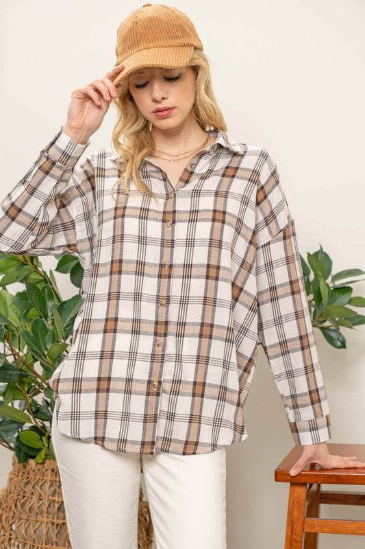 LIGHTWEIGHT PLAID TOP - Southern Grace Creations