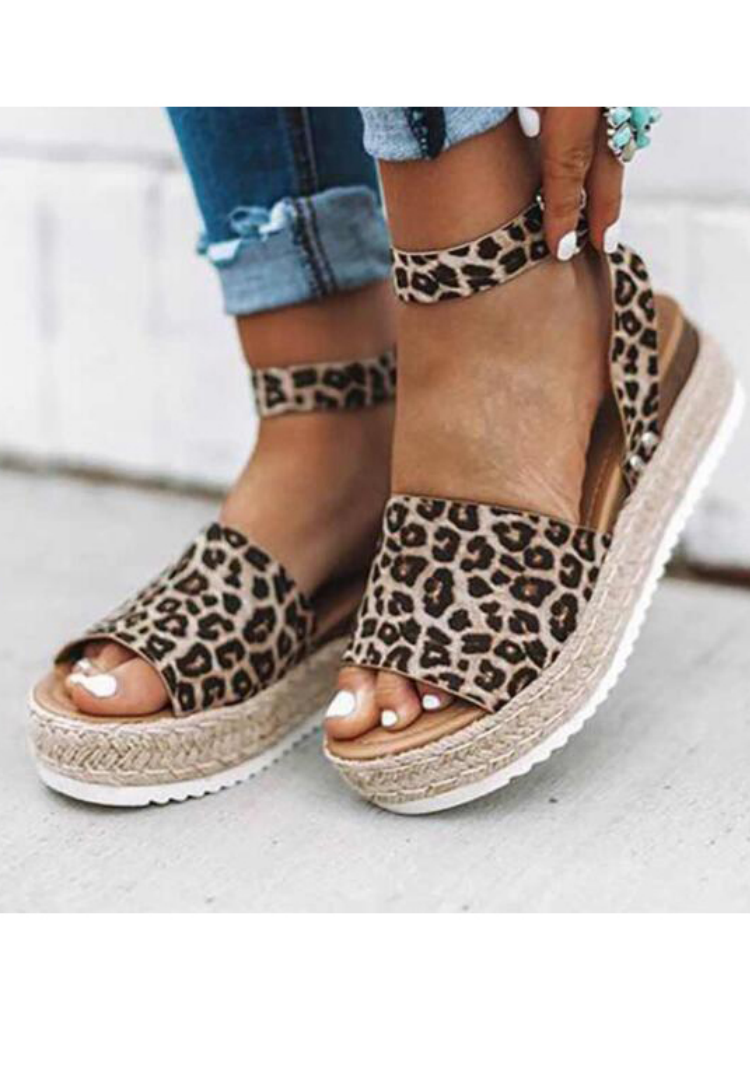 Leopard Platform Sandals - Southern Grace Creations