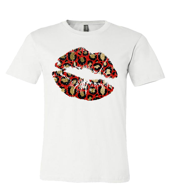 Leopard Print Lips Tee - Southern Grace Creations