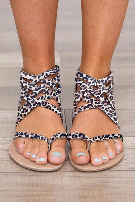 Leopard Strap Sandals - Southern Grace Creations