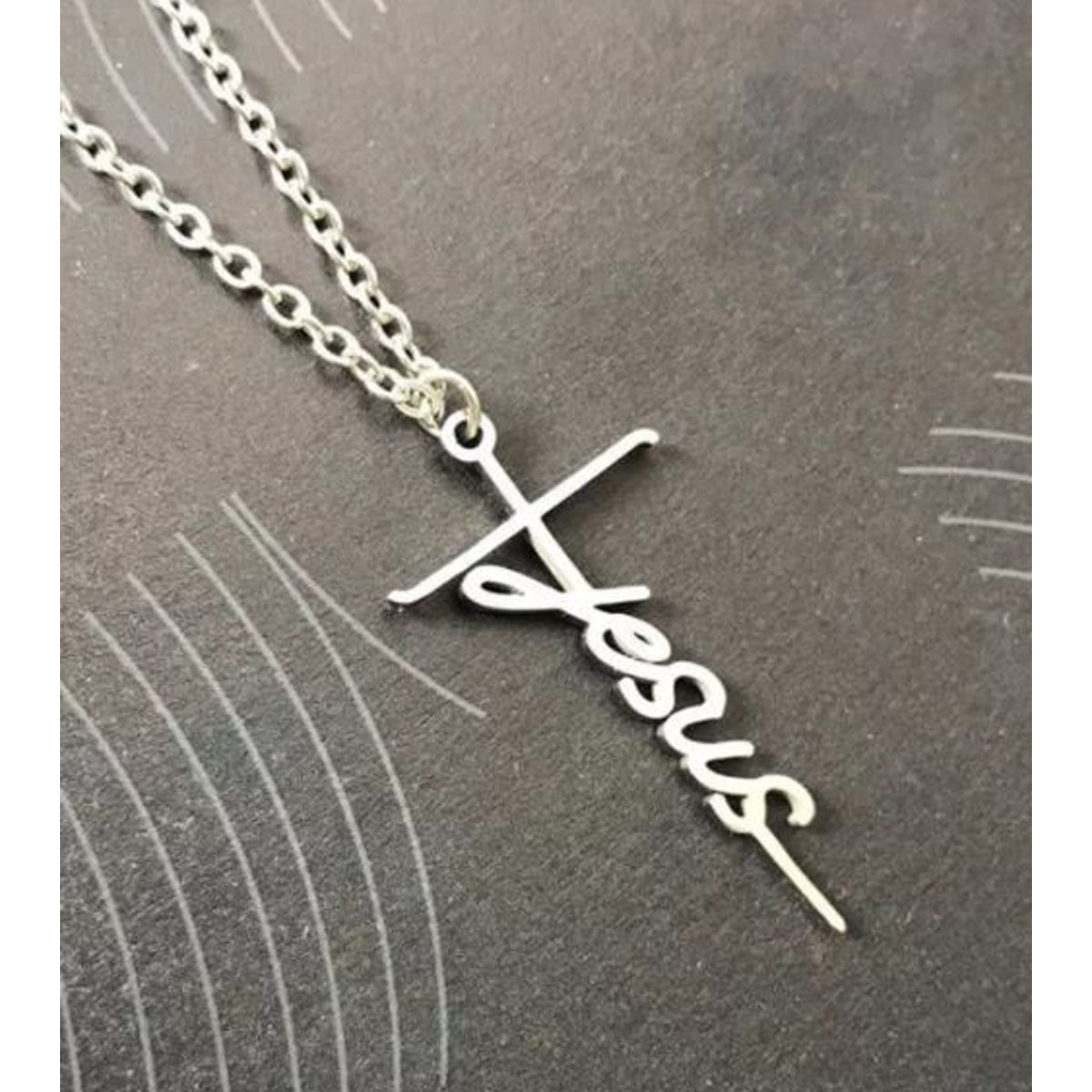 Lettered Jesus Cross Necklace - Southern Grace Creations