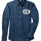 Long Sleeve Denim with Embroidered Monogram - Southern Grace Creations