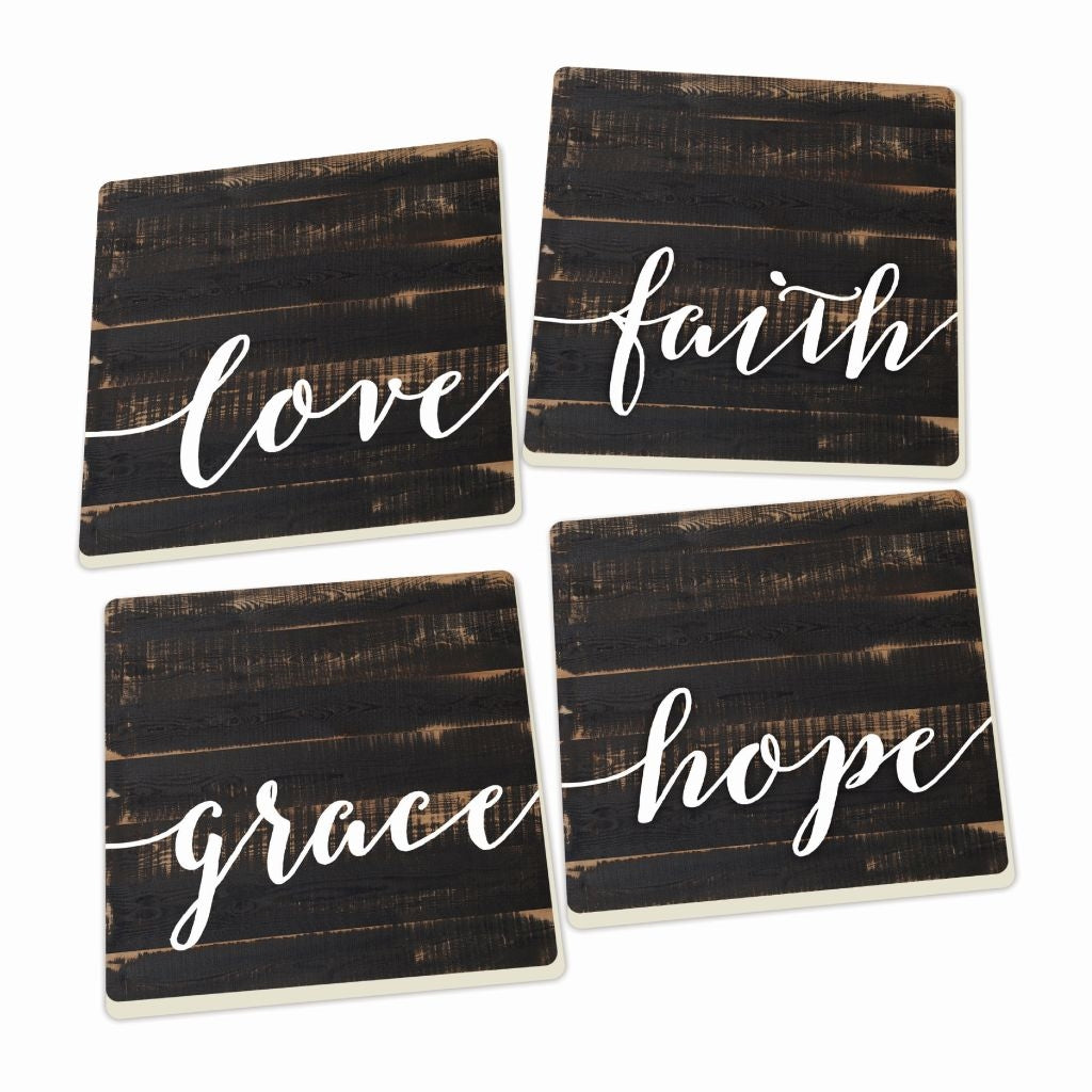 Love, Faith, Grace, Hope Coaster Pack - Southern Grace Creations