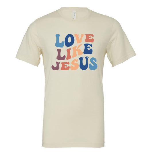 Love Like Jesus Bubble Letters - Natural Short Sleeves Tee - Southern Grace Creations