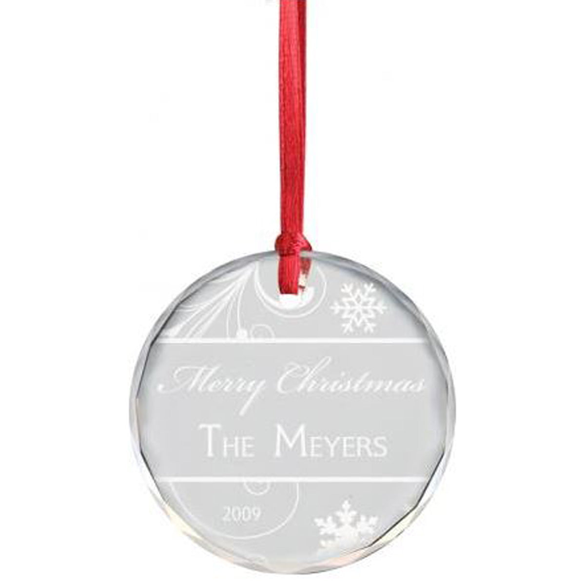 MERRY CHRISTMAS CRYSTAL CIRCLE ORNAMENT - ENGRAVABLE - Southern Grace Creations