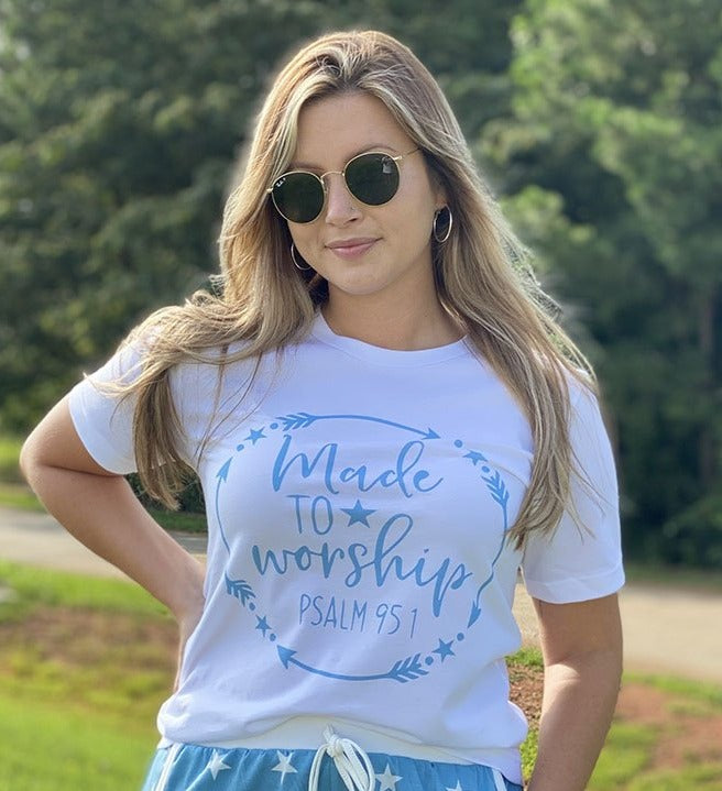 Made To Worship Tee - White - Southern Grace Creations