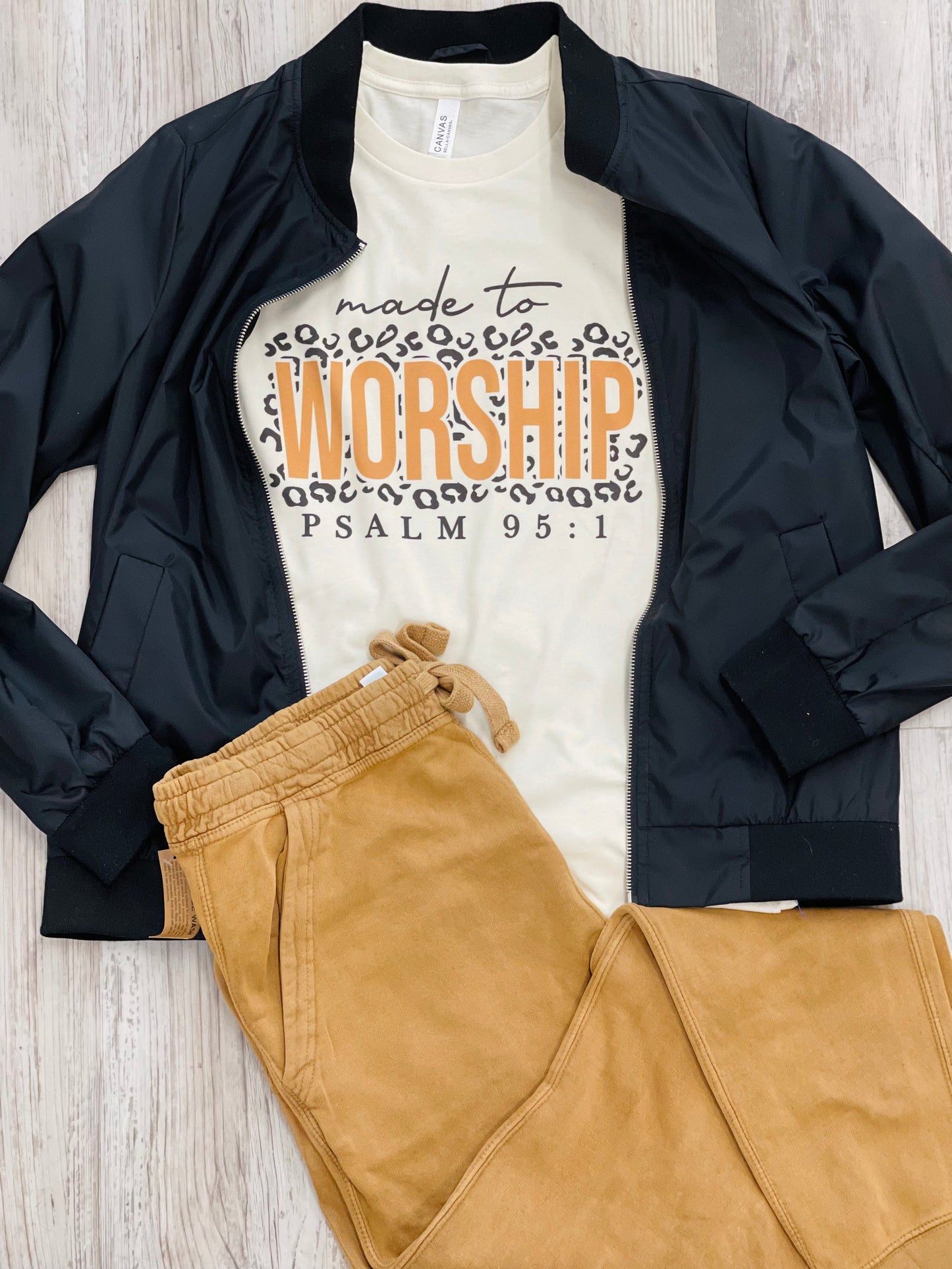 Made to Worship Leopard background Short/Long Sleeves - Southern Grace Creations