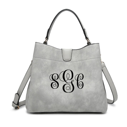 Making my way Downtown - Light Grey Satchel (monogramable) - Southern Grace Creations