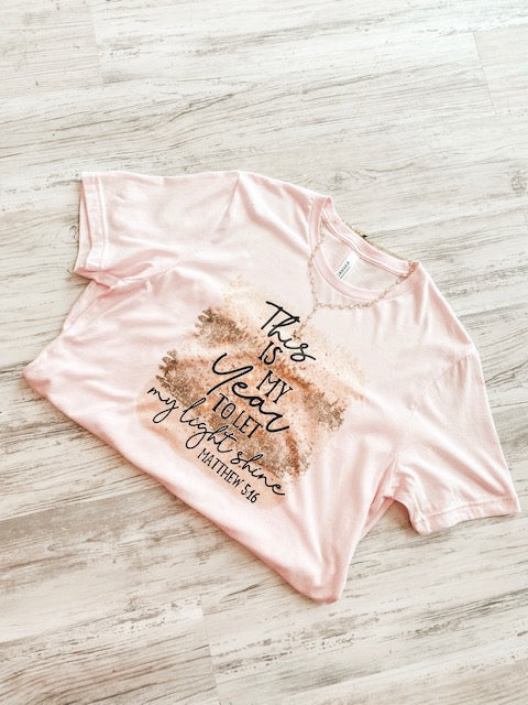 Matthew 5:16 Tee - Light Pink - Southern Grace Creations