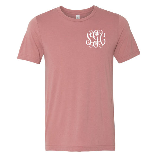 Mauve Monogrammed (Left Chest) Short Sleeve Tee - Southern Grace Creations