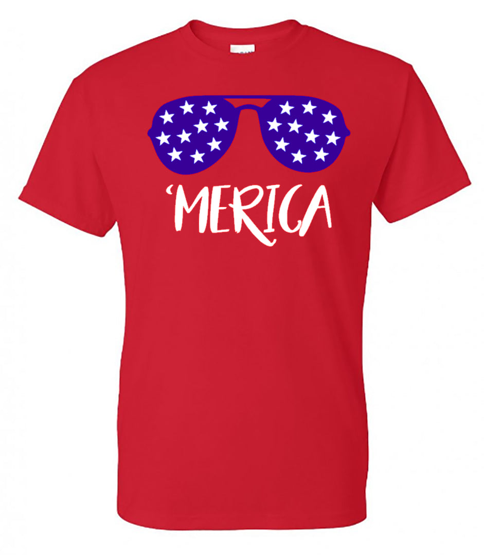 'Merica Sunglasses - Red Short Sleeve Tee - Southern Grace Creations