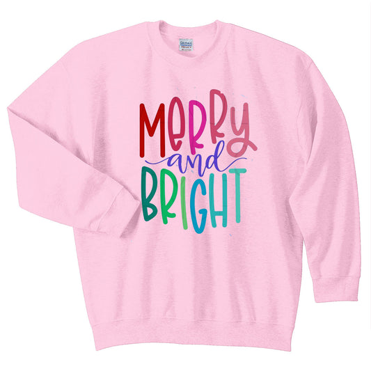 Merry & Bright - Light Pink Sweatshirt - Southern Grace Creations