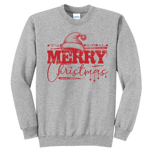 Merry Christmas Grunge - Athletic Heather (Tee/Hoodie/Sweatshirt) - Southern Grace Creations