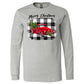 Merry Christmas Red Truck Black White Plaid Background Tee - Southern Grace Creations