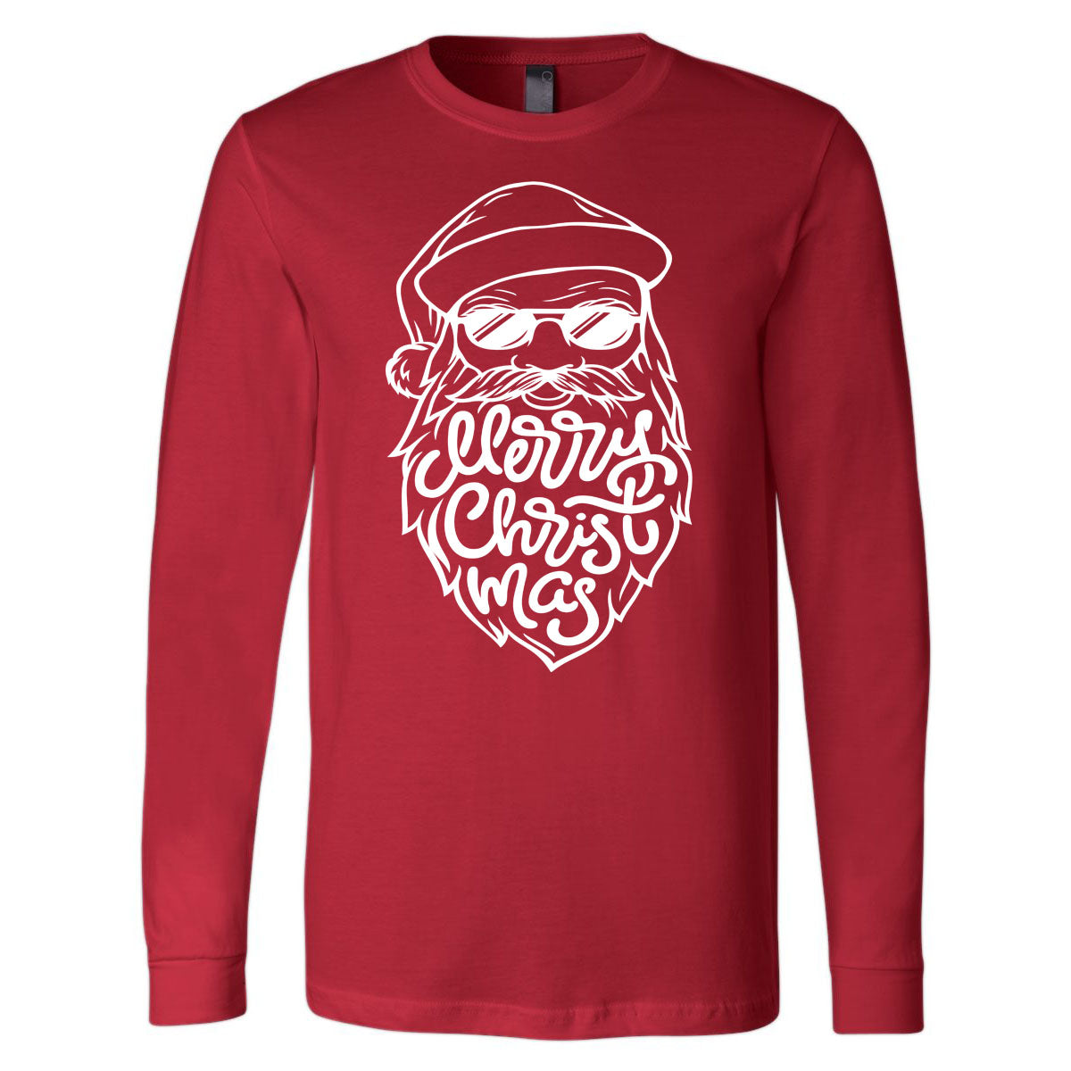 Merry Christmas Santa Beard - Red Longsleeve Tee - Southern Grace Creations