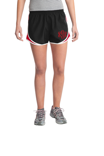 Monogrammed Athletic Shorts - Black/Red - Southern Grace Creations