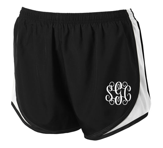 Monogrammed Athletic Shorts - Black/White - Southern Grace Creations