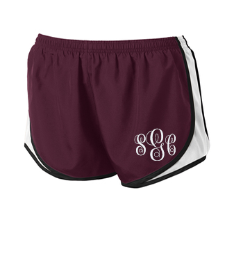 Monogrammed Athletic Shorts - Maroon/White - Southern Grace Creations