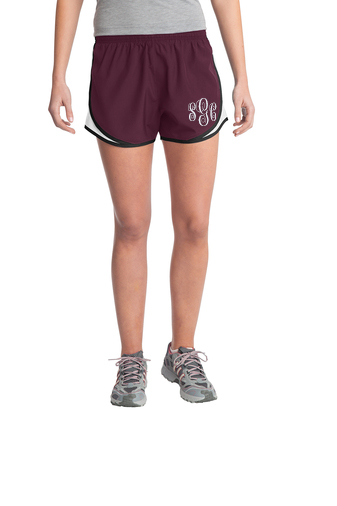 Monogrammed Athletic Shorts - Maroon/White - Southern Grace Creations