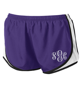 Monogrammed Athletic Shorts - Purple/White - Southern Grace Creations