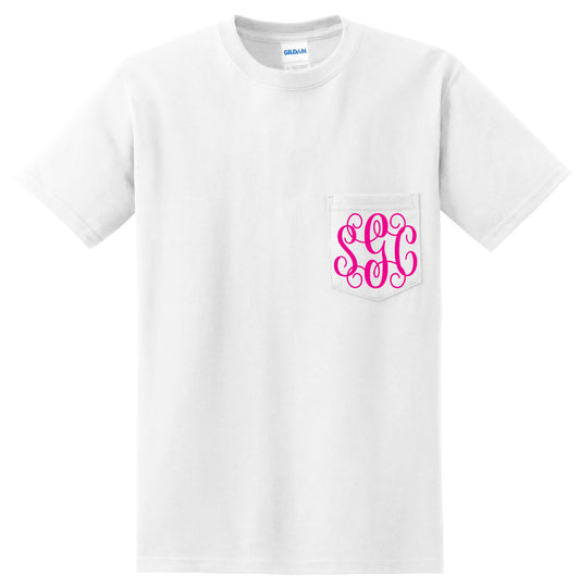 Monogrammed Pocket Tee (Embroidery) - Southern Grace Creations