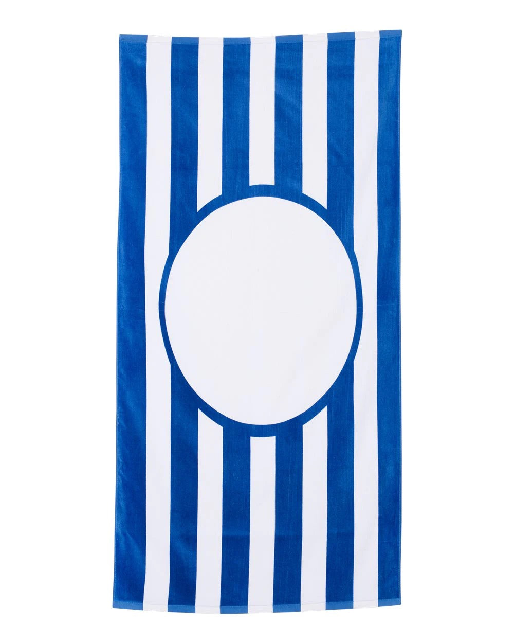 Monogrammed Stripe Beach Towel - Royal/White - Southern Grace Creations