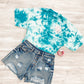 Monogrammed Tie Dye Tee - Teal Crystal - Southern Grace Creations
